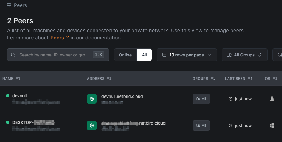 Peers connected